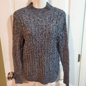 Black and white cable knit sweater